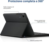 Samsung Galaxy Tab A9+ 11" EasyAcc levehető olasz billentyűzetes tok, védőfóliával és tolltartóval - fekete 6