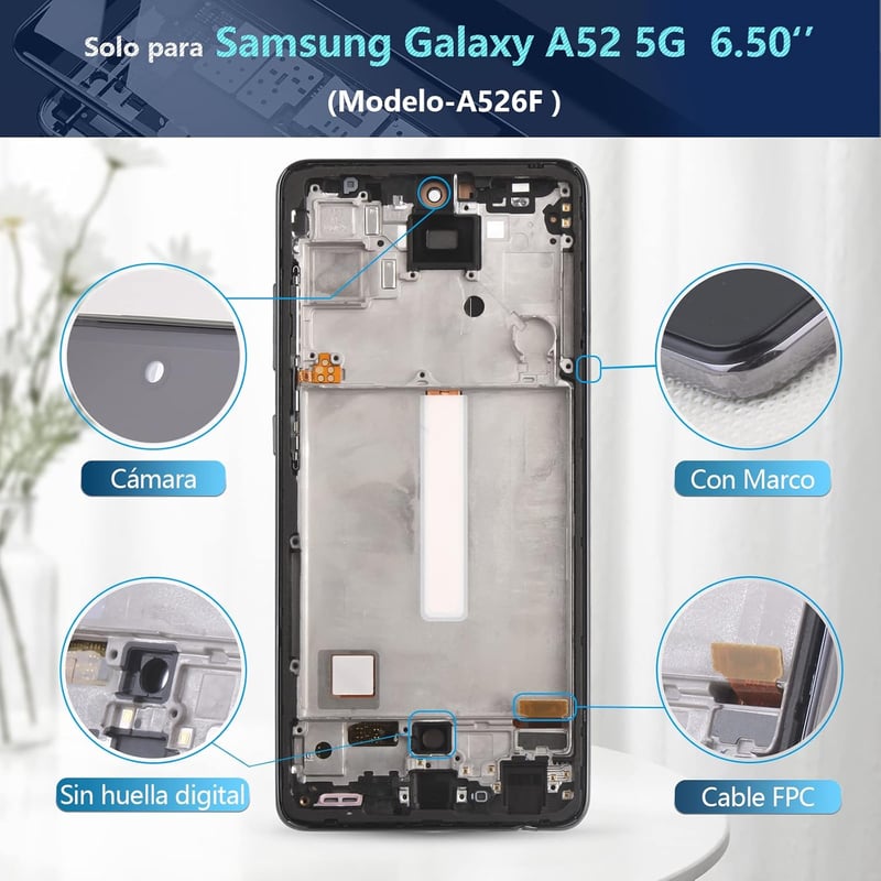 RongZy Samsung Galaxy A52 5G A526B LCD Kijelző Csere Érintőképernyő Fekete Kerettel - Digitalizáló Panel Szerszámokkal