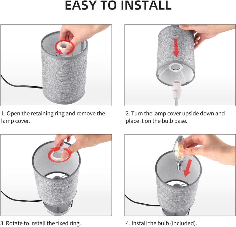ShuBel érintős éjjeli lámpa szett: 2 db USB-s, fényerőszabályozós LED asztali lámpa, szürke