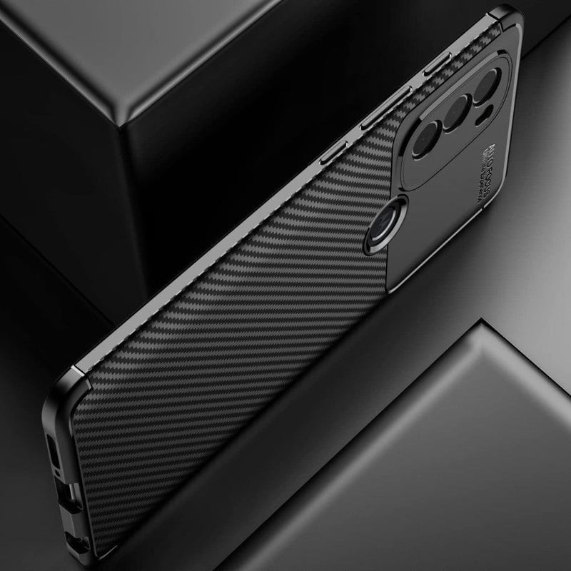 Motorola G71 5G szénszálas, ütésálló tok - koromfekete