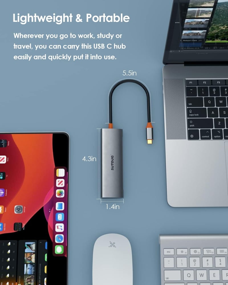 SUTOUG 4 az 1-ben USB-C Hub: Szuper gyors 10 Gbit/s adapter MacBook, iMac és más Type-C eszközökhöz
