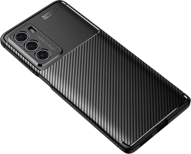 Motorola G200 5G szénszálas, ütésálló tok - koromfekete