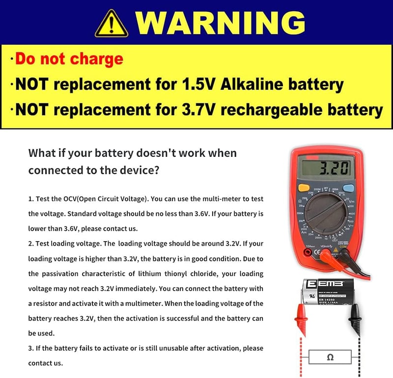 EEMB 3,6V Lítium elem kutyanyakörvhöz és riasztóhoz - ER14250 1/2AA