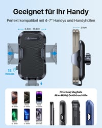 andobil 3 az 1-ben Univerzális Autós Telefontartó - 360° Forgatható, Szélvédőre és Szellőzőrácsra, iPhone Samsung Huawei Készülékekhez 6