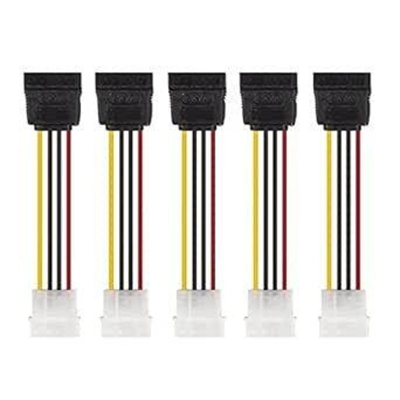 10Gtek 5db SATA-LP4 Táp Átalakító Kábel, 20cm, Fekete