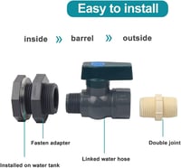 Sinolofty 3/4" PVC Vízcsap Készlet Esővízgyűjtőhöz - Menetes Csatlakozóval és Tömlőadapterrel Akváriumokhoz, Medencékhez, Kerti Hordókhoz 5