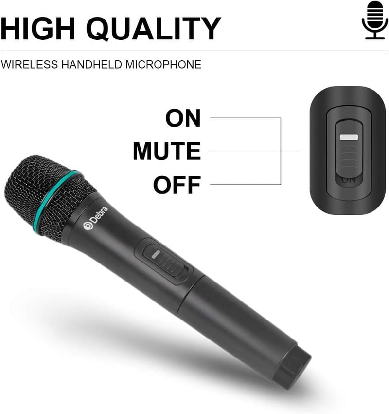 D Debra UHF 4 Csatornás Vezeték Nélküli Mikrofon Rendszer 2 Kézi és 2 Testmikrofonnal Karaoke Templom Buli Rendezvény