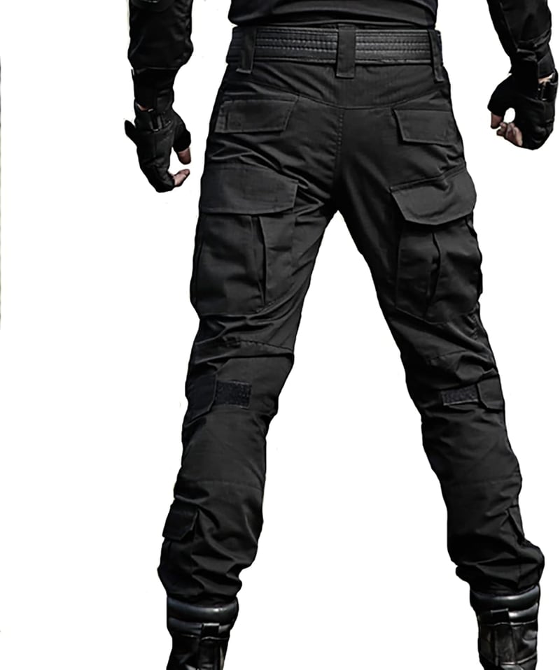 JOYASUS Paintball Taktikai Nadrág Térdrögzítővel és Többszörös Zsebekkel, L-es méret - L, Black