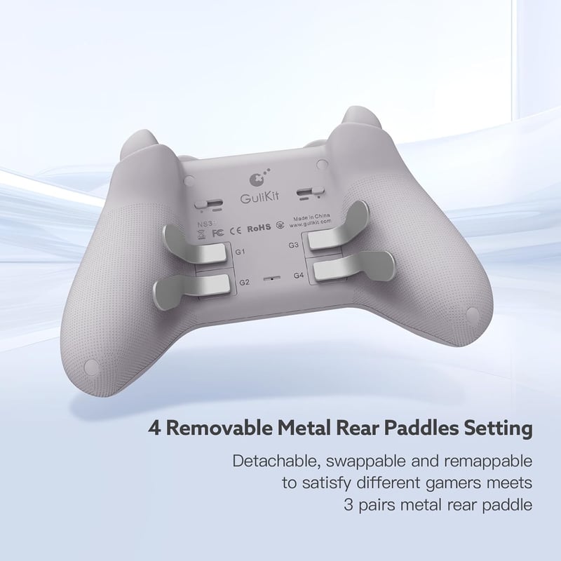 GuliKit KK3 Max Bluetooth Kontroller - Hall Effekt Joystick, Állítható Ravaszok, Cserélhető Paddlek, Switch/OLED/PC Kompatibilis, Drift-ment