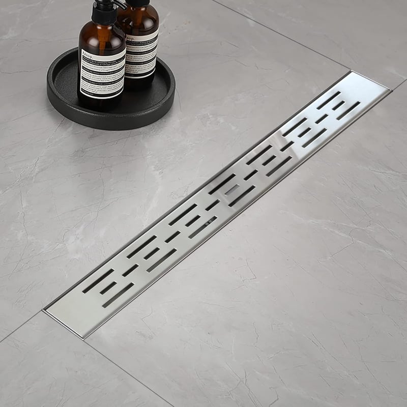 Elefloom 60 cm-es Rozsdamentes Acél Zuhanylefolyó - Extra Lapos Padlóösszefolyó Szifon Szett Hajfogóval, Modern Polírozott Kivitel, Gyors Ví
