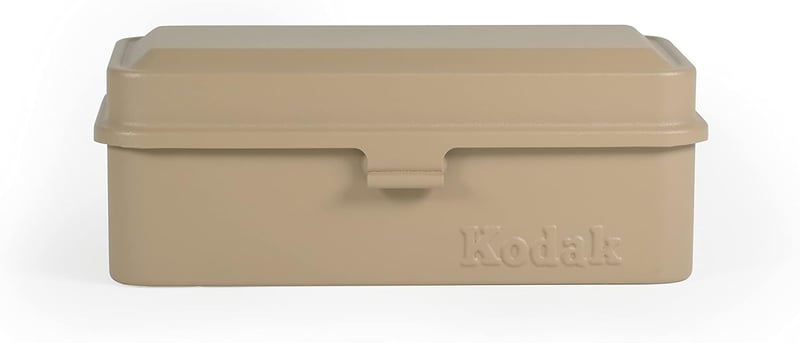 Kodak retro acél filmtároló doboz 120/135-ös tekercsekhez, bézs