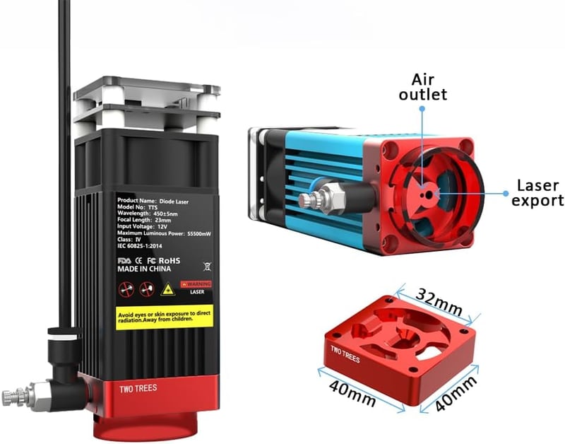 Twotrees Légsegéd Készlet 30L/min - Füst- és Poreltávolító TS2-10W/20W, TTS-25/55/10 Lézergravírozókhoz - Alacsony Zajszintű, Egyszerűen Öss
