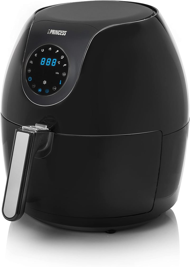 Princess Aerofryer XXL 5,2L Digitális Forrólevegős Sütő - 1700W, 7 Program, Olaj Nélküli Sütés, Mosogatógépben Mosható Alkatrészek, Fekete