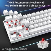 Dierya DK61se Kompakt Mechanikus Gamer Billentyűzet, 61 Gombos, Lineáris Red Switch, Anti-Ghosting, Ergonomikus, USB-C, Fehér 3