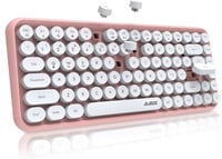 FELiCON 308i Rózsaszín Retro Bluetooth Billentyűzet - Csendes, Kompakt, 84 Gombos, Írógép Dizájn 1