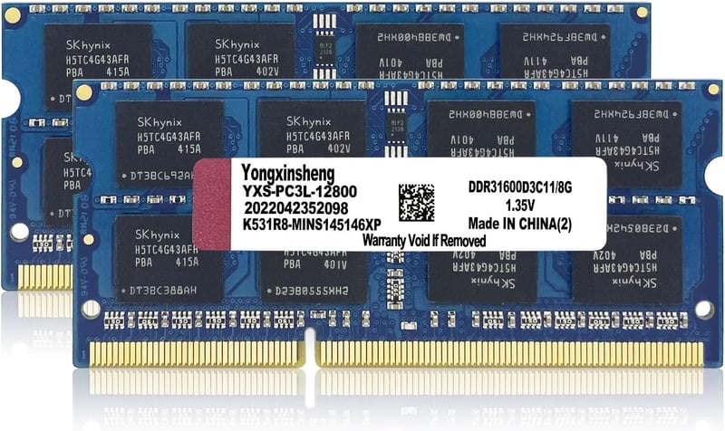 Yongxinsheng DDR3 16GB (2x8GB) Laptop RAM 1600MHz SODIMM Memória Kék