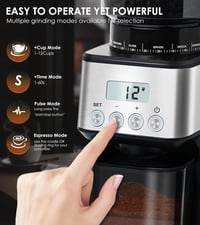 Homtone Elektromos Kávédaráló 51 Őrlési Fokozattal - Portafilterhez és Tárolóhoz, Rozsdamentes Acél, Csepegtetős/Pour Over/Cold Brew/French  12