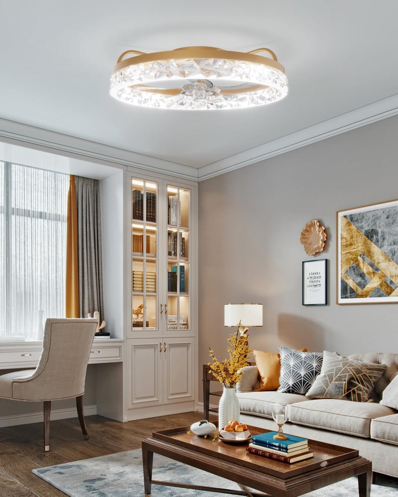 YUNLONG Modern Mennyezeti Ventilátor LED Világítással - Távirányítós, Csendes DC Motor, Arany, 5 Lapátos, Nyári-Téli Üzemmód, Fényerőszabály