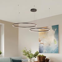 YYUTLUO Modern LED Csillár, 2 Barna-Arany Gyűrű, 40+60 cm, 40W, Távirányítós Fényerőszabályzás, Fém-Akril Függőlámpa Nappaliba 3