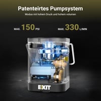 EXIT 20V Elektromos Pumpa 150 PSI - Autógumi Felfújó LED Világítással, Digitális Nyomásmérővel - Kerékpár, Labda, SUP Pumpa Akkumulátorral 3