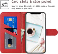 iPhone X/XS Piros Flip Tok Szarvasmintás PU Bőr Pénztárcával 7