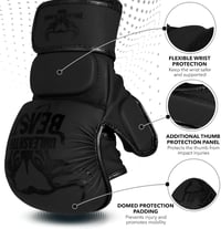 BEAST RAGE MMA Kesztyű Állítható Csuklótámasszal - Nyitott Tenyerű Harcművészeti Kesztyű Muay Thai, Ketrecharc, Taekwondo és Kickbox Edzések 2