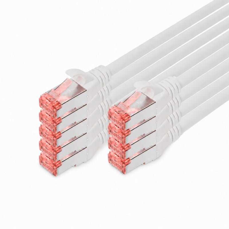 DIGITUS LAN kábel Cat 6, 0,5 m – balenie 9 ks – S/FTP tienený sieťový kábel RJ45 – kompatibilný s Cat 6A a Cat 7 – sivý