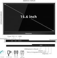 Thinlerain 15,6" Hordozható Érintőképernyős Monitor - Full HD IPS, USB-C/HDMI, 10-pontos Érintés, Beépített Hangszórók, PC/Laptop/Telefon Ko 7