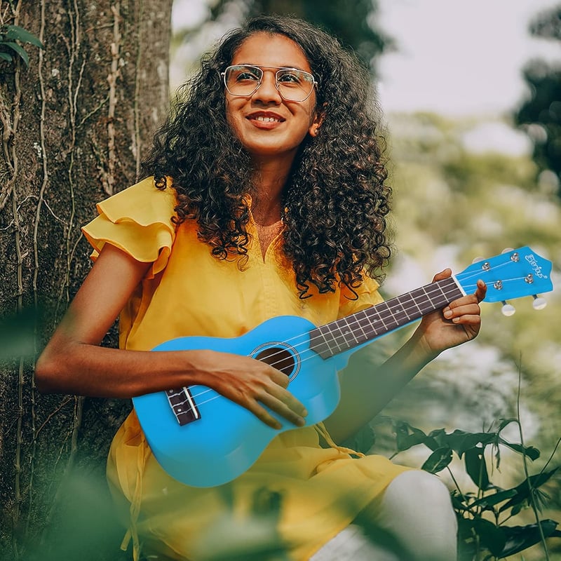 Everjoys Szoprán Ukulele Készlet - 21 Hüvelykes Fekete Hawaii Gitár Kezdőknek