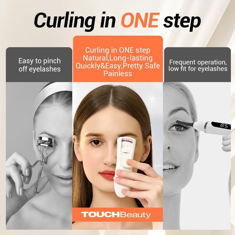 TOUCHBeauty LED-es elektromos szempillagöndörítő, 3 hőfokozattal, gyors felfűtéssel