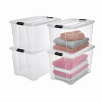 Iris Ohyama NTB-45 prozirna kutija za pohranu s poklopcem, 45 L, set od 4 komada, s kopčama, slaganje jedna na drugu, plastika bez BPA, s ručkom 1