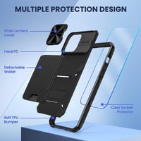 iPhone 14 Pro Védőtok Fóliával, Kártyatartóval, Kameravédővel - Fekete 3