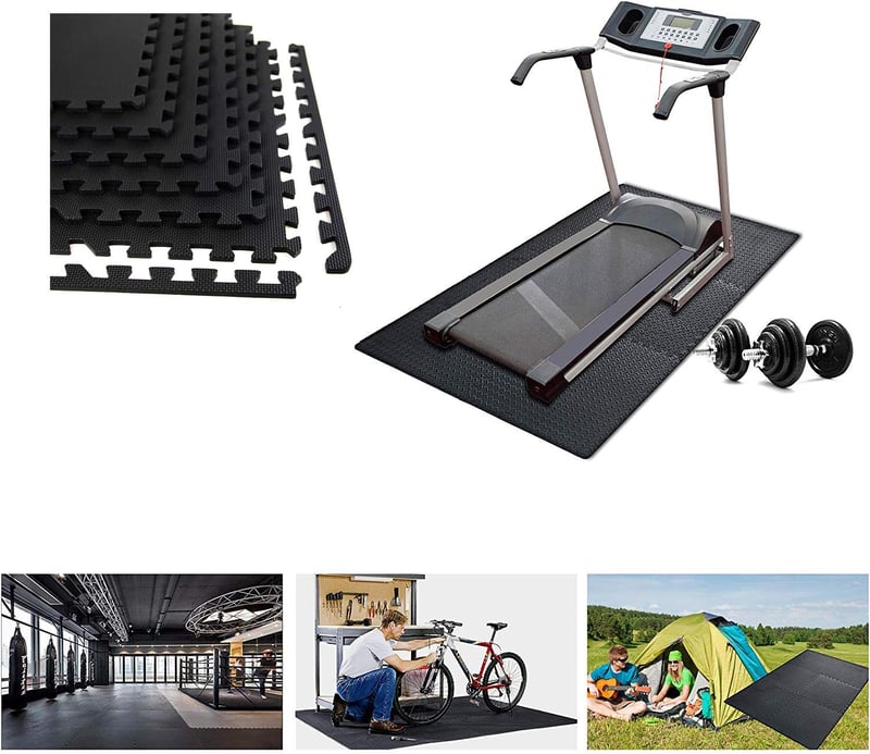 Lulupila 20 db-os Fekete Puzzle Fitnesz Védőszőnyeg - Edzőgépekhez, Jógához, Medencéhez
