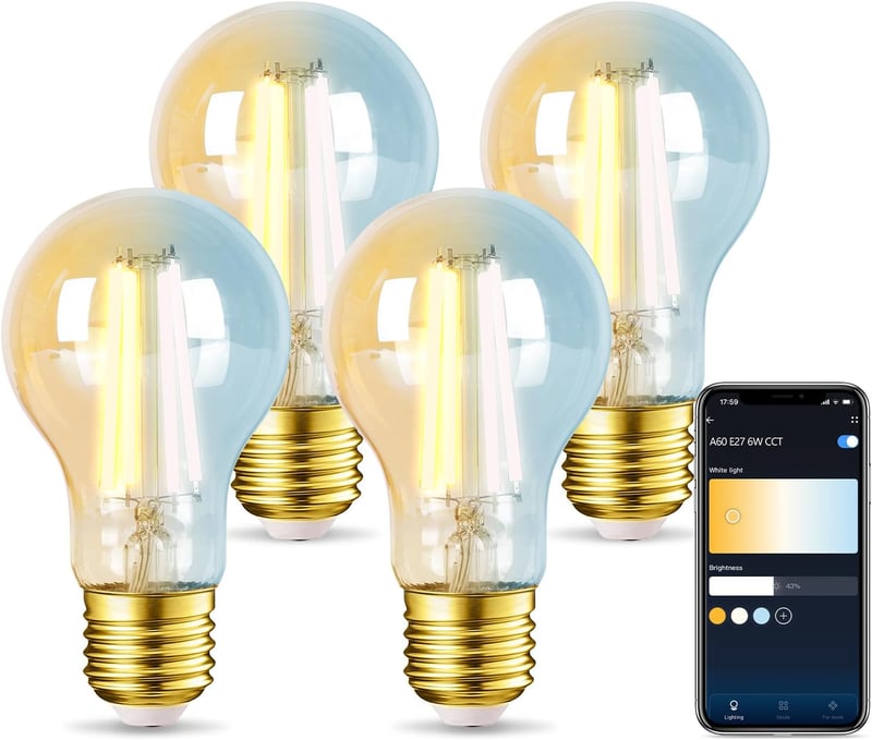 Aigostar Edison WiFi okosizzó, E27, 6W LED, Alexa és Google Home kompatibilis, arany, 4 db
