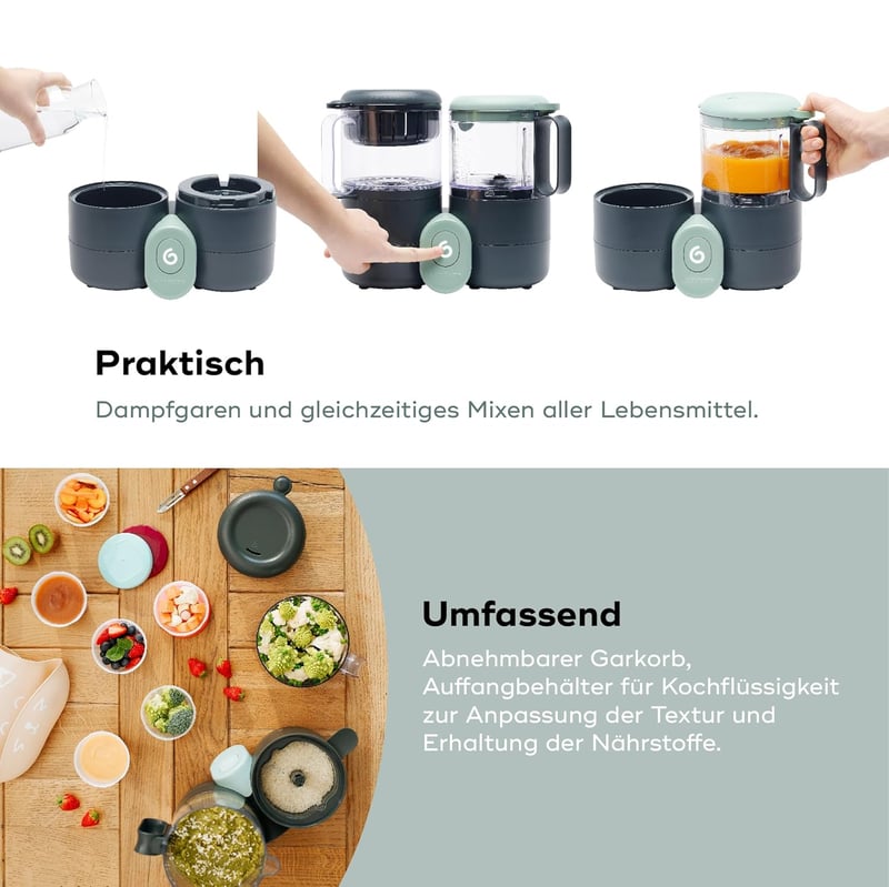 Babymoov Nutribaby One 4 az 1-ben Bébiétel Készítő - 2L Kapacitás, Kíméletes Párolás, Keverés, Melegítés és Kiolvasztás Funkcióval