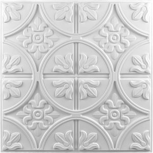 Art3d 3D stropni paneli - Paket od 12 klasičnih bijelih zidnih obloga, 60 x 60 cm, 4.5m² Samoljepljiva PVC dekoracija