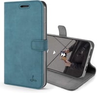 iPhone 12 Mini türkizkék bőr tok pénztárcával, kártyatartóval és állvánnyal 1
