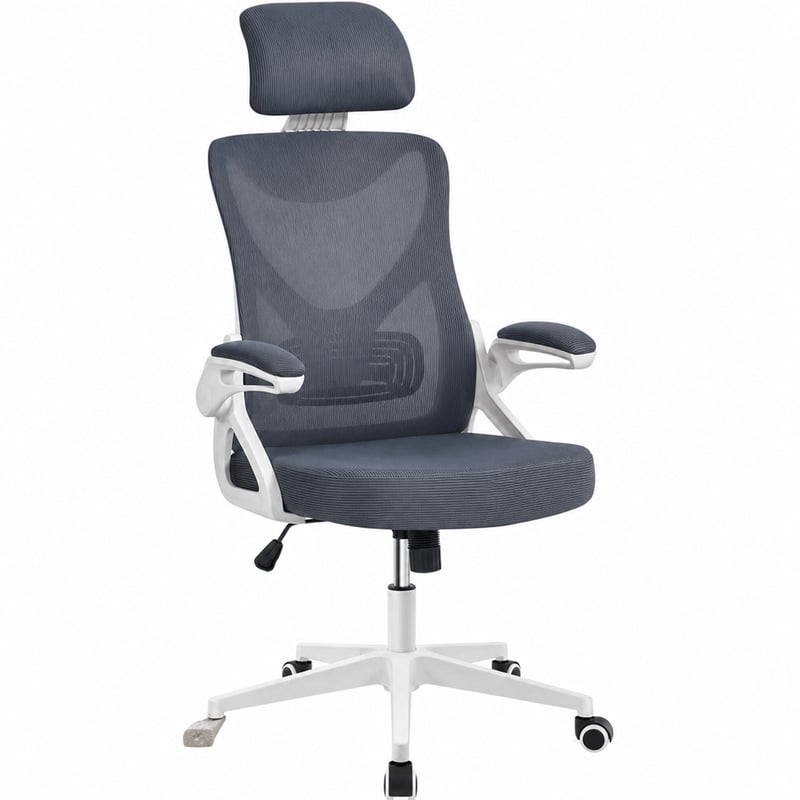 Yaheetech Ergonomikus Irodai Szék Fejtámasszal — hibás, részben működik: letört láb, erősen használt (állapot: lásd a 2. képet)