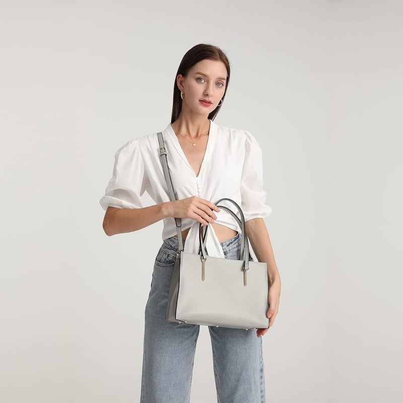 Miss Lulu Elegáns Nagy Női Válltáska - Szürke PU Bőr Shopper Állítható Pánttal