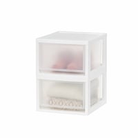Iris Ohyama MSD-2 Úložný box so zásuvkami, 2 ks, 13,7 l, stohovateľný plastový organizér, biely, priehľadný, bez obsahu BPA 2
