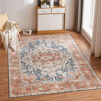 CHOSHOME Mosható Nappali Szőnyeg 120x170 cm - Vintage Narancssárga Rövid Szálú Puha Szőnyeg Keleti Mintával, Csúszásgátló Mikroszálas Boho S 1