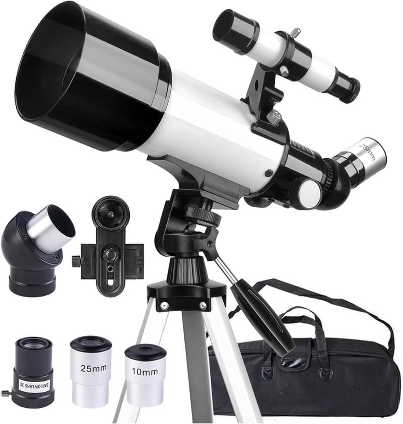 Misilmp Csillagászati Teleszkóp 70mm Objektívvel - 400mm Refraktoros Távcső Mobiltartóval, Hordtáskával, Állvánnya