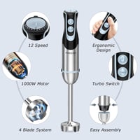 FRESKO 1000W-os Kézi Mixer 12 Sebességgel, 4 az 1-ben Funkció (Újracsomagolt) 2