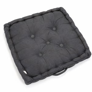 Pernă de podea utilizată ED Enjoy Home Panama cu mâner, negru, 50x50x10 cm, 100% bumbac, umplutură din bumbac reciclat, suprafață matlasată