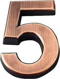Modern 3D Házszám - Öntapadós Antik Réz 5-ös Ajtószám 1