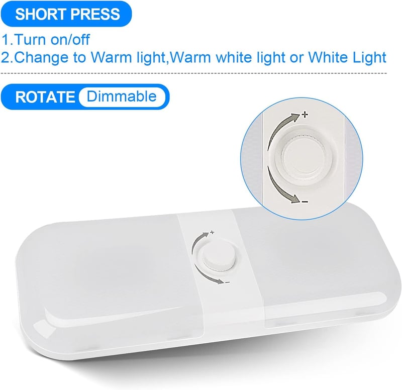 SUPAREE 12V-os LED lámpa lakóautóba, 3 színhőmérséklettel, szabályozható - Plastic