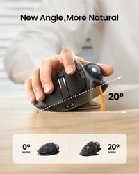 ProtoArc EM01 NL Trackball Egér - Állítható Szögű, Hüvelykujj Vezérlésű, Vezeték Nélküli, 3 Csatlakozási Mód, 5 DPI Szint, Újratölthető, Fek 2