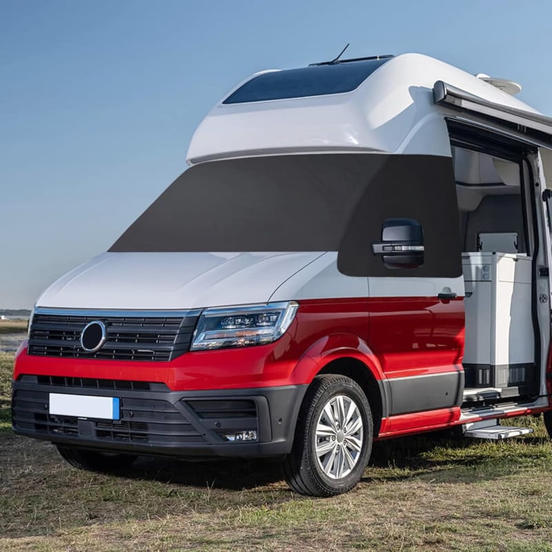 Soekodu Szélvédő Védőborítás VW Grand California 2018-2023 Lakóautókhoz - 600D Vízálló Hővédő Takaró Hó, Jég, Fagy és Por Ellen - Fekete