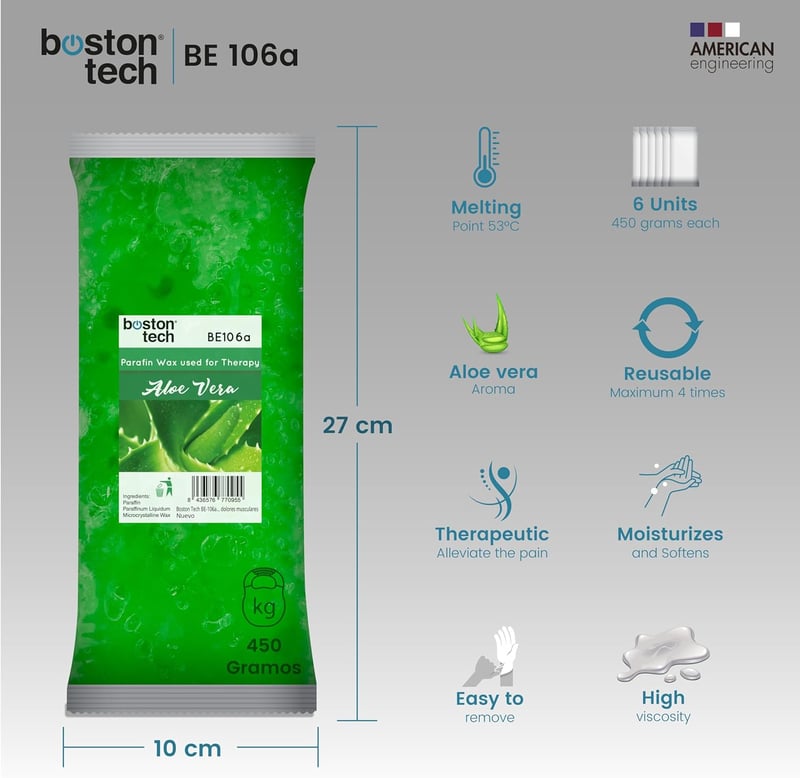 Set pentru îngrijirea mâinilor și picioarelor cu parafină și Aloe Vera Boston Tech BE-106, 6 piese