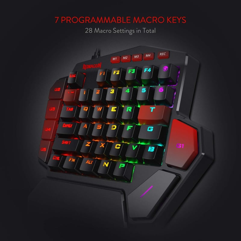 Redragon K585 DITI RGB Egykezes Mechanikus Gamer Billentyűzet, Barna Kapcsolók